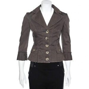 Dolce & Gabana Vintage Brown Textured Trim Button Front Blazer Size 26/SMALL
